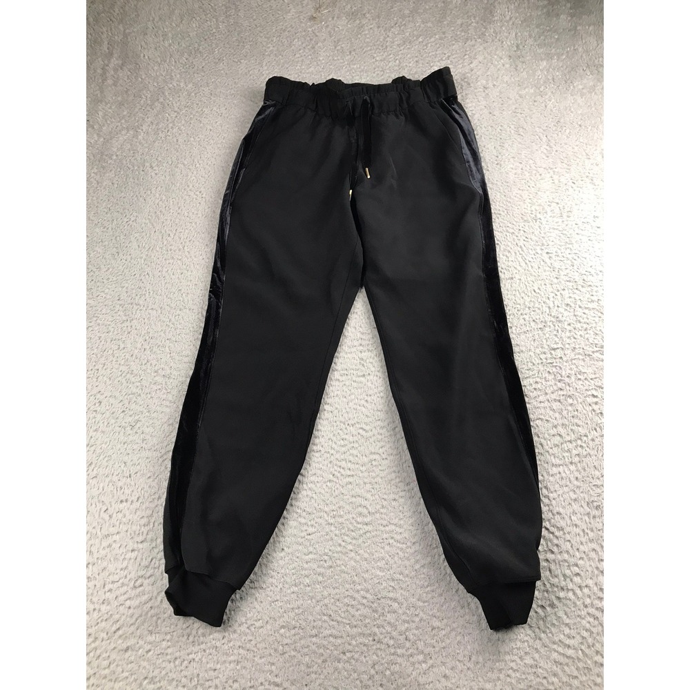 Lululemon On The Fly Jogger Women 6 (30x28) Black Velvet Trim Stripe Pants
